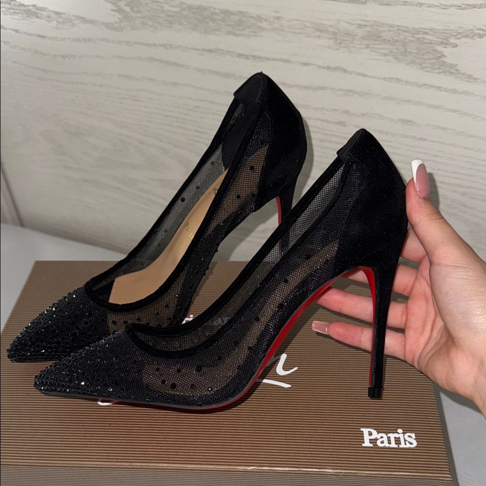 Christian Louboutin Black Mesh Stilettos - Picture 3 of 6